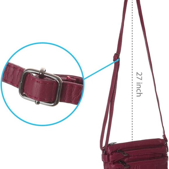 Treble Pockets Small Crossbody Purse Cell Phone Purse Shoulder Bags for Women - Picture 5 of 7